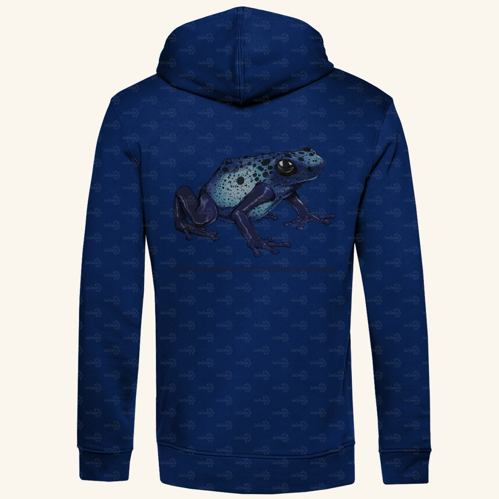 Herren Bio Hoodie mit Seitentaschen | Azurblauer Baumsteiger Dendrobates tinctorius azureus