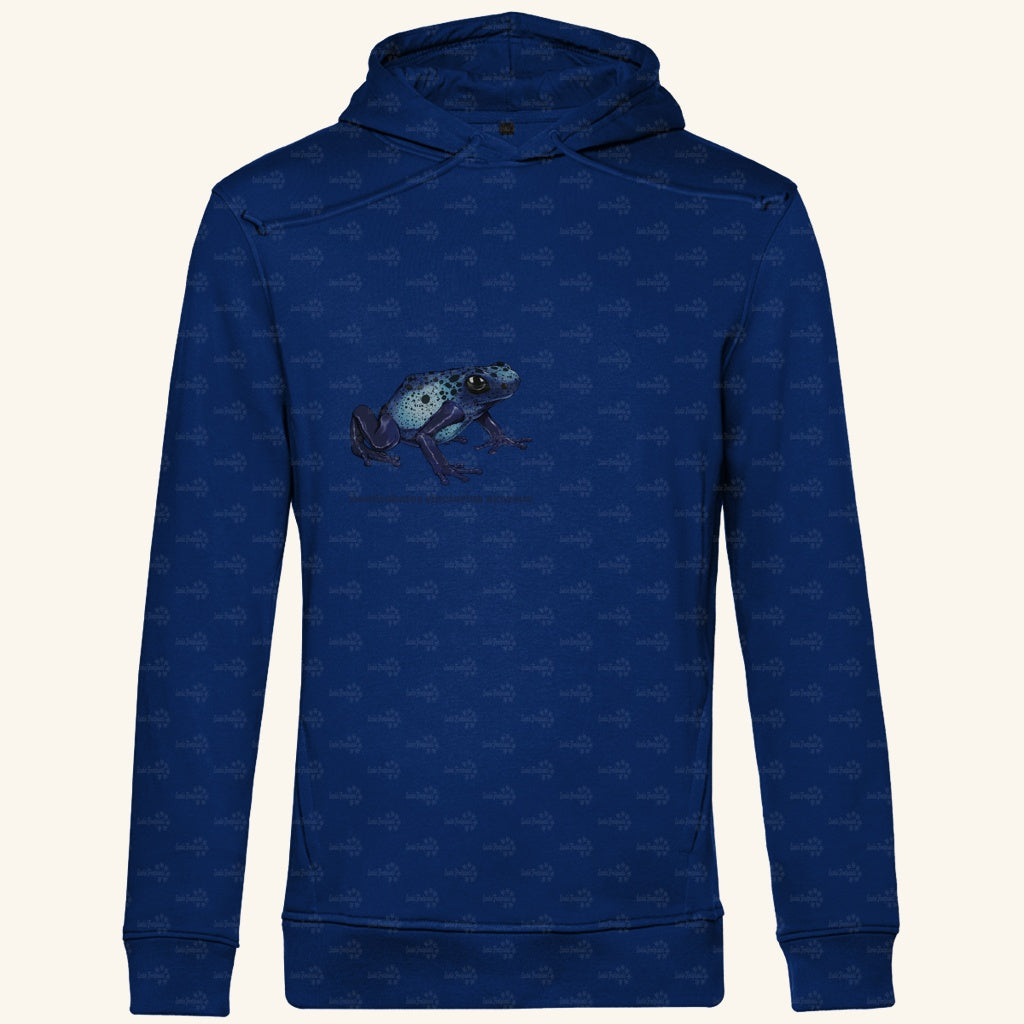 Herren Bio Hoodie mit Seitentaschen | Azurblauer Baumsteiger Dendrobates tinctorius azureus