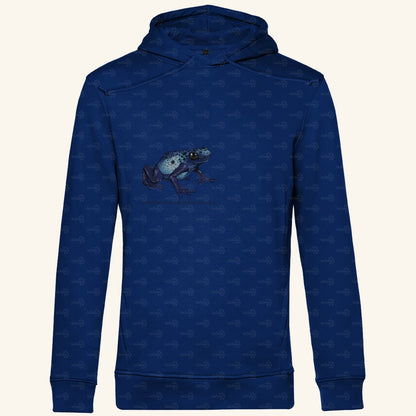 Herren Bio Hoodie mit Seitentaschen | Azurblauer Baumsteiger Dendrobates tinctorius azureus