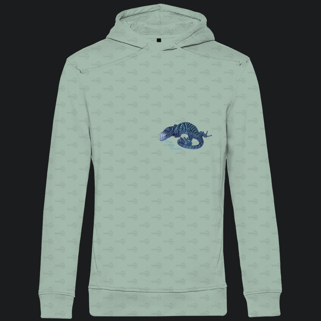 Herren Bio Hoodie mit Seitentaschen | blauer Baumwaran Varanus macraei