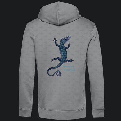 Herren Bio Hoodie mit Seitentaschen | blauer Baumwaran Varanus macraei