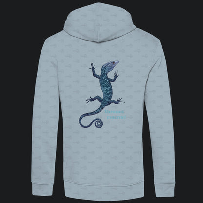 Herren Bio Hoodie mit Seitentaschen | blauer Baumwaran Varanus macraei