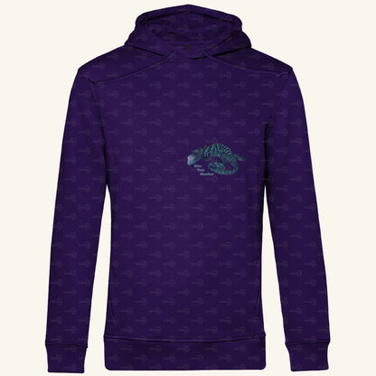 Herren Bio Hoodie mit Seitentaschen | blauer Baumwaran Varanus macraei