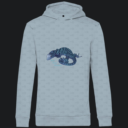 Herren Bio Hoodie mit Seitentaschen | blauer Baumwaran Varanus macraei