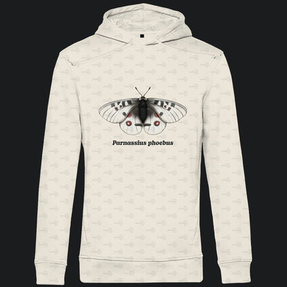 Herren  Bio Hoodie mit Seitentaschen | Alpenapollo Parnassius phoebus