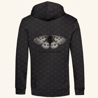 Herren  Bio Hoodie mit Seitentaschen | Alpenapollo Parnassius phoebus