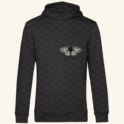 Herren  Bio Hoodie mit Seitentaschen | Alpenapollo Parnassius phoebus