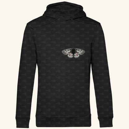 Herren  Bio Hoodie mit Seitentaschen | Alpenapollo Parnassius phoebus