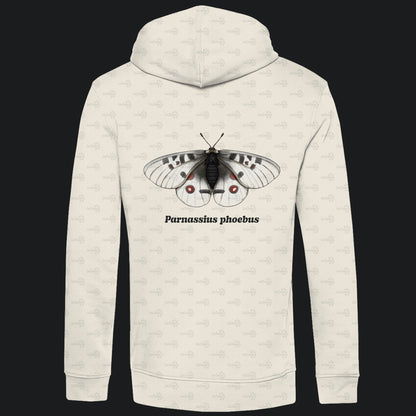 Herren  Bio Hoodie mit Seitentaschen | Alpenapollo Parnassius phoebus