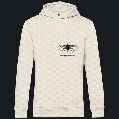 Herren  Bio Hoodie mit Seitentaschen | Alpenapollo Parnassius phoebus