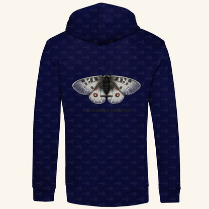 Herren  Bio Hoodie mit Seitentaschen | Alpenapollo Parnassius phoebus