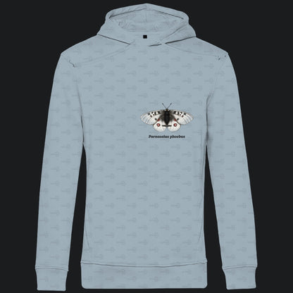 Herren  Bio Hoodie mit Seitentaschen | Alpenapollo Parnassius phoebus