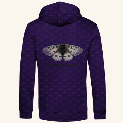 Herren  Bio Hoodie mit Seitentaschen | Alpenapollo Parnassius phoebus