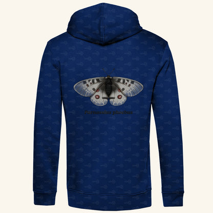 Herren  Bio Hoodie mit Seitentaschen | Alpenapollo Parnassius phoebus