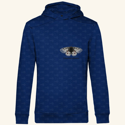 Herren  Bio Hoodie mit Seitentaschen | Alpenapollo Parnassius phoebus