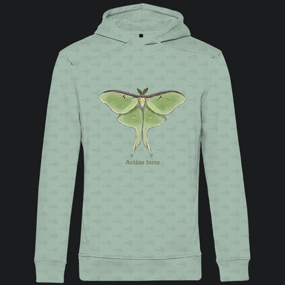 Herren  Bio Hoodie mit Seitentaschen | Mondmotte Luna Moth Actias luna