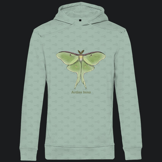 Herren  Bio Hoodie mit Seitentaschen | Mondmotte Luna Moth Actias luna