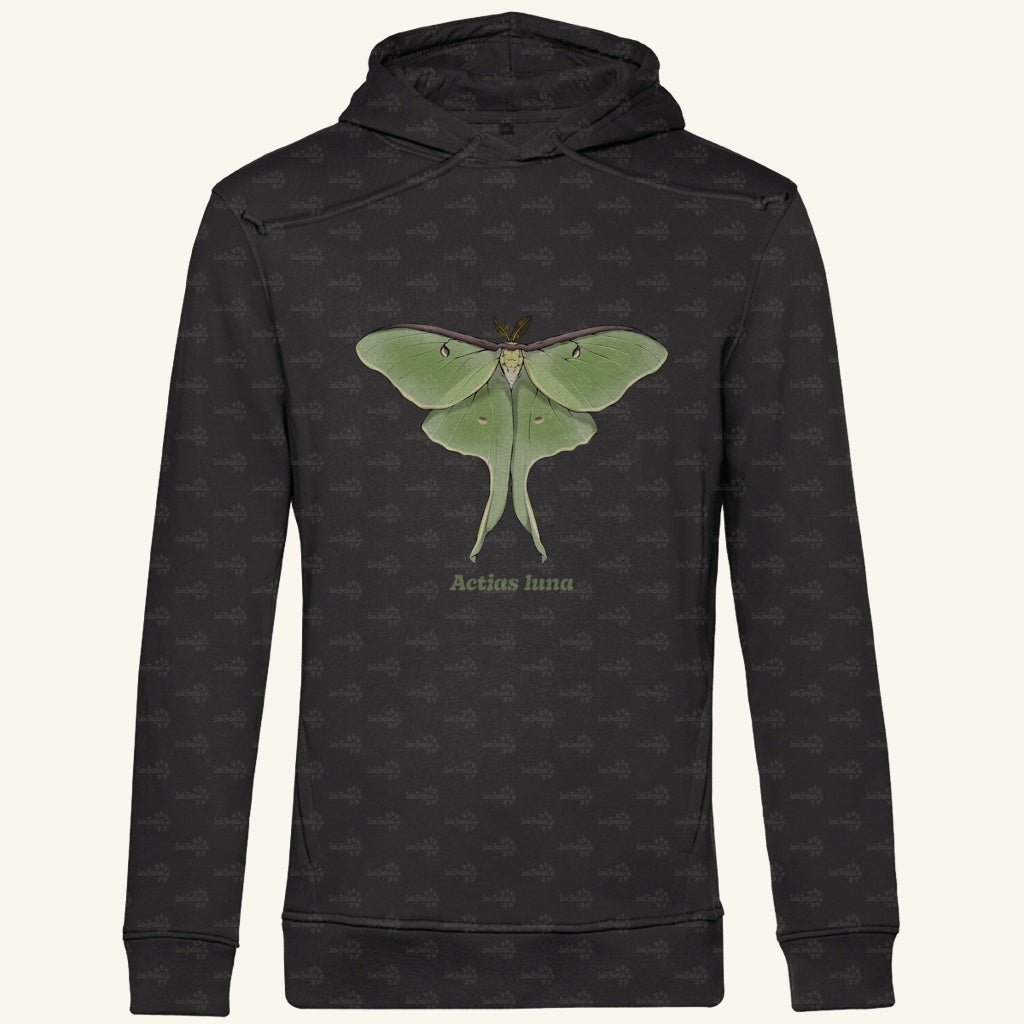 Herren  Bio Hoodie mit Seitentaschen | Mondmotte Luna Moth Actias luna