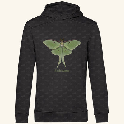 Herren  Bio Hoodie mit Seitentaschen | Mondmotte Luna Moth Actias luna