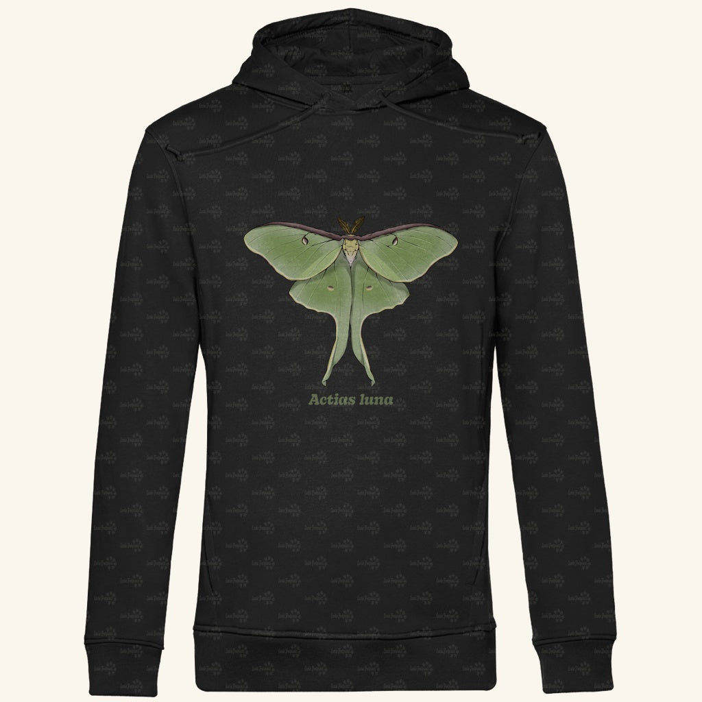 Herren  Bio Hoodie mit Seitentaschen | Mondmotte Luna Moth Actias luna