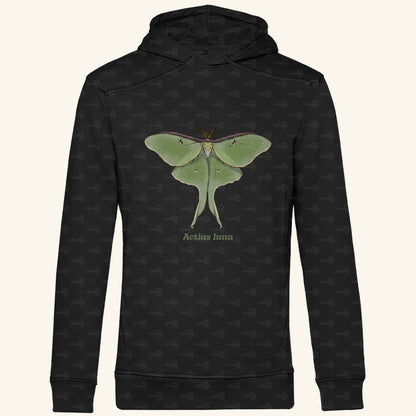 Herren  Bio Hoodie mit Seitentaschen | Mondmotte Luna Moth Actias luna