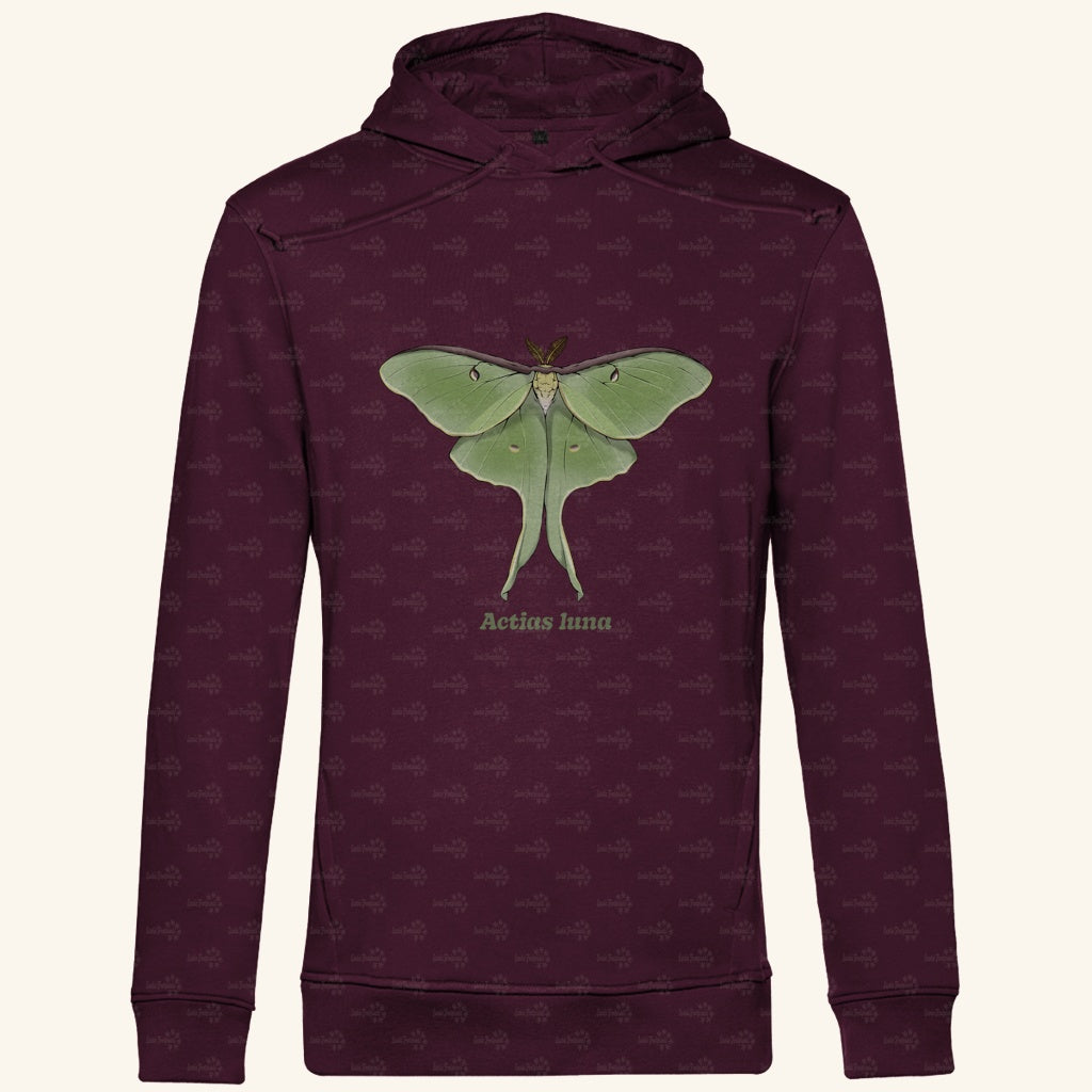 Herren  Bio Hoodie mit Seitentaschen | Mondmotte Luna Moth Actias luna