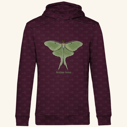 Herren  Bio Hoodie mit Seitentaschen | Mondmotte Luna Moth Actias luna