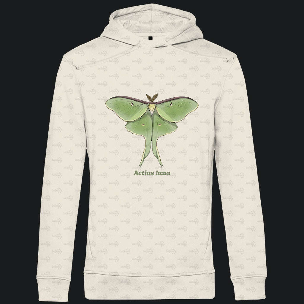 Herren  Bio Hoodie mit Seitentaschen | Mondmotte Luna Moth Actias luna