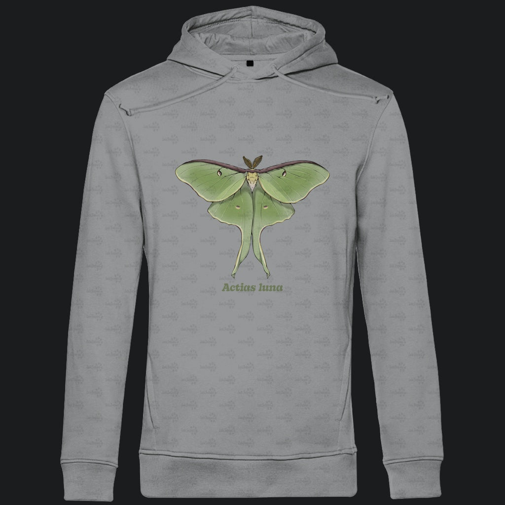 Herren  Bio Hoodie mit Seitentaschen | Mondmotte Luna Moth Actias luna