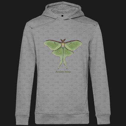 Herren  Bio Hoodie mit Seitentaschen | Mondmotte Luna Moth Actias luna