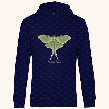 Herren  Bio Hoodie mit Seitentaschen | Mondmotte Luna Moth Actias luna