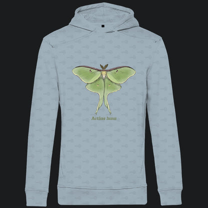 Herren  Bio Hoodie mit Seitentaschen | Mondmotte Luna Moth Actias luna