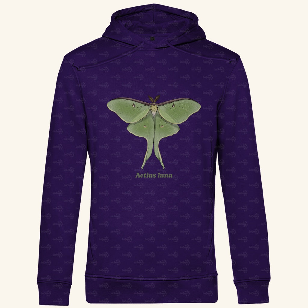 Herren  Bio Hoodie mit Seitentaschen | Mondmotte Luna Moth Actias luna
