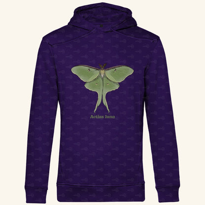 Herren  Bio Hoodie mit Seitentaschen | Mondmotte Luna Moth Actias luna