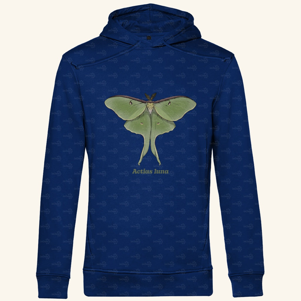 Herren  Bio Hoodie mit Seitentaschen | Mondmotte Luna Moth Actias luna