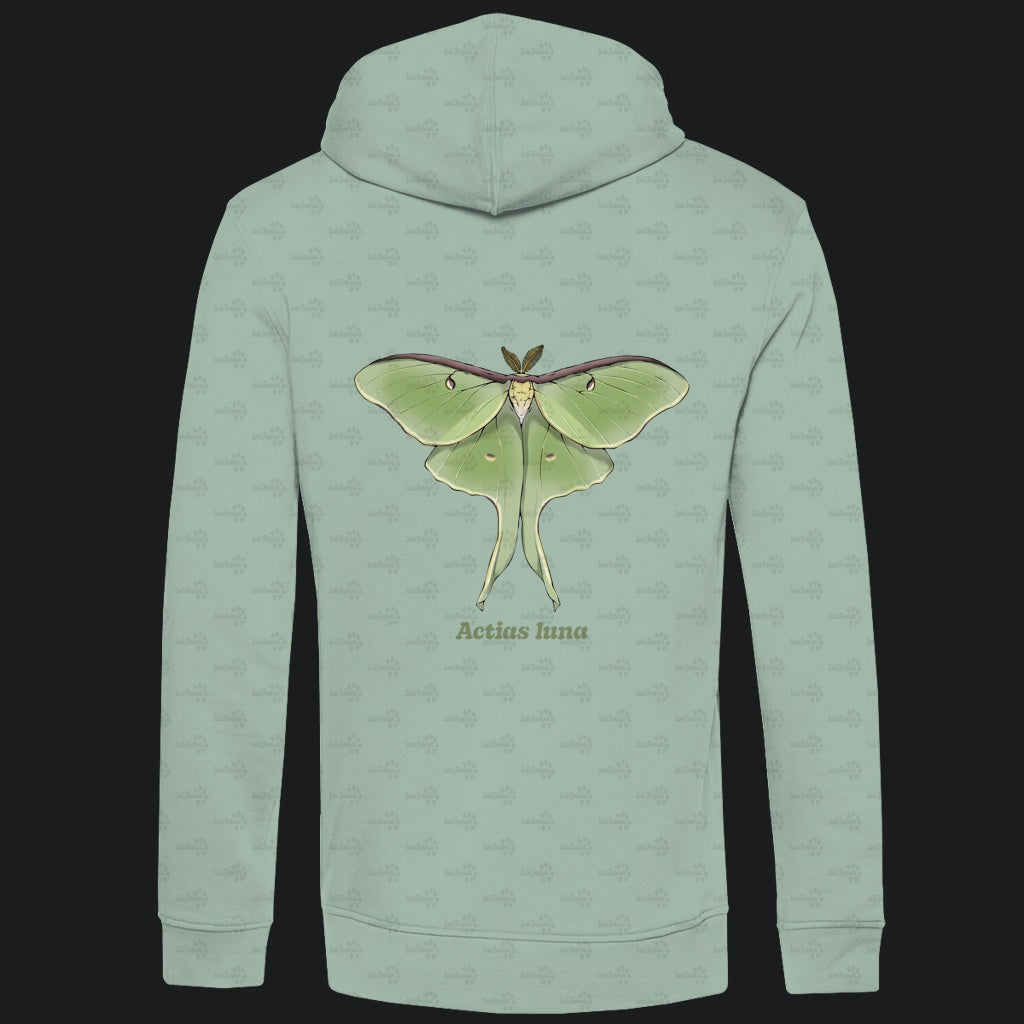 Herren  Bio Hoodie mit Seitentaschen | Mondmotte Luna Moth Actias luna
