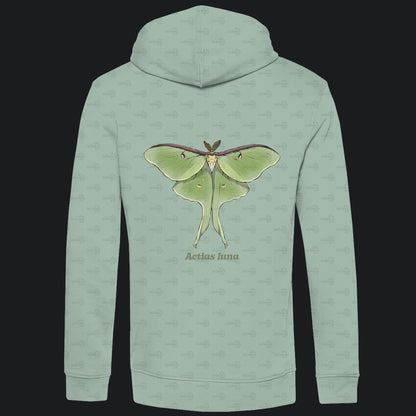 Herren  Bio Hoodie mit Seitentaschen | Mondmotte Luna Moth Actias luna