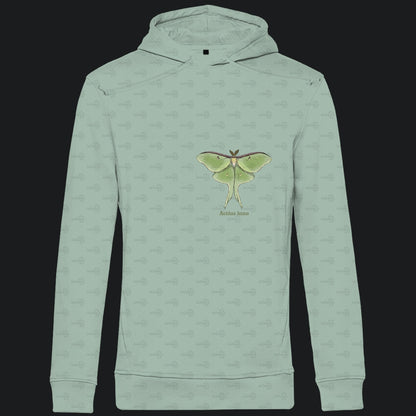 Herren  Bio Hoodie mit Seitentaschen | Mondmotte Luna Moth Actias luna