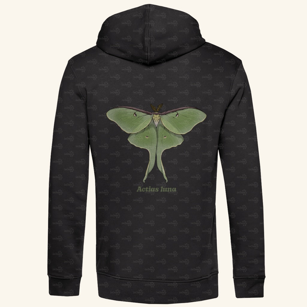 Herren  Bio Hoodie mit Seitentaschen | Mondmotte Luna Moth Actias luna
