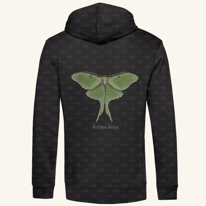 Herren  Bio Hoodie mit Seitentaschen | Mondmotte Luna Moth Actias luna