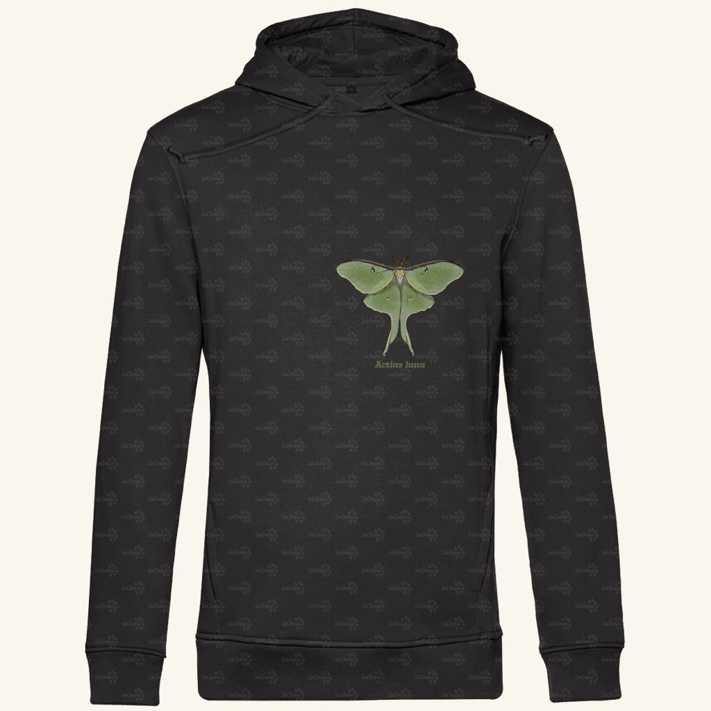 Herren  Bio Hoodie mit Seitentaschen | Mondmotte Luna Moth Actias luna