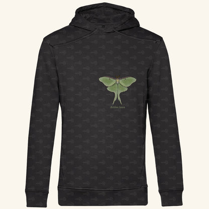 Herren  Bio Hoodie mit Seitentaschen | Mondmotte Luna Moth Actias luna