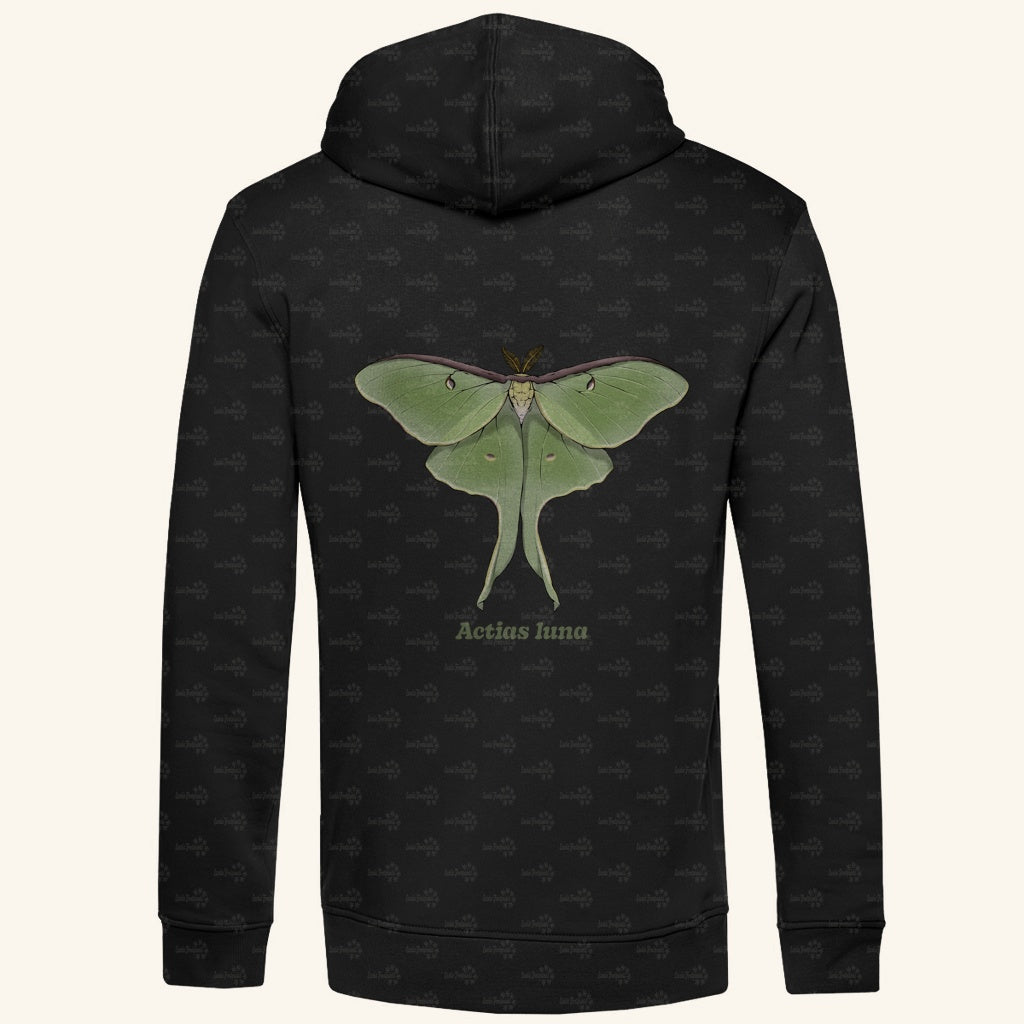 Herren  Bio Hoodie mit Seitentaschen | Mondmotte Luna Moth Actias luna