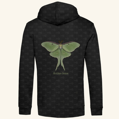 Herren  Bio Hoodie mit Seitentaschen | Mondmotte Luna Moth Actias luna