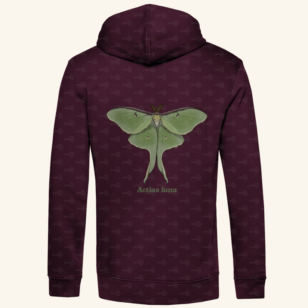Herren  Bio Hoodie mit Seitentaschen | Mondmotte Luna Moth Actias luna
