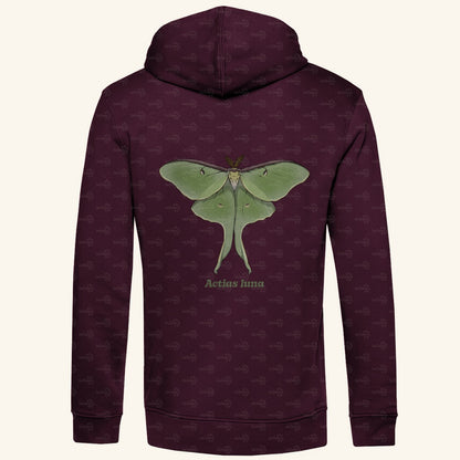 Herren  Bio Hoodie mit Seitentaschen | Mondmotte Luna Moth Actias luna