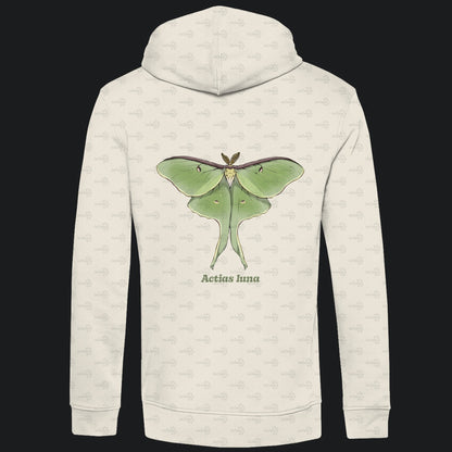 Herren  Bio Hoodie mit Seitentaschen | Mondmotte Luna Moth Actias luna