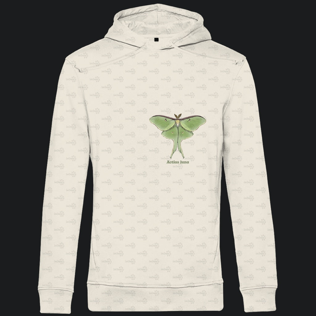 Herren  Bio Hoodie mit Seitentaschen | Mondmotte Luna Moth Actias luna