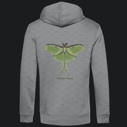 Herren  Bio Hoodie mit Seitentaschen | Mondmotte Luna Moth Actias luna