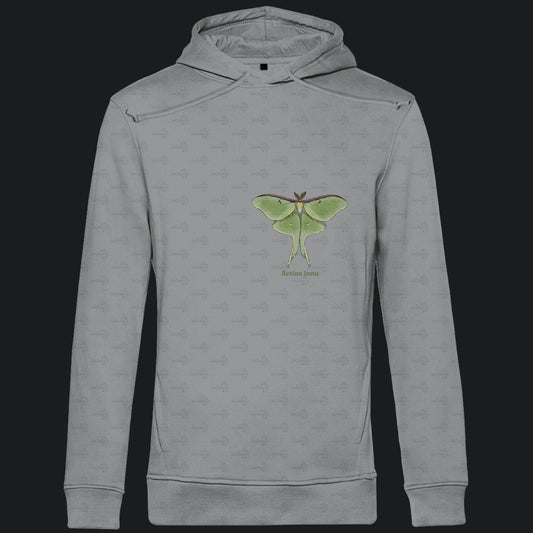 Herren  Bio Hoodie mit Seitentaschen | Mondmotte Luna Moth Actias luna
